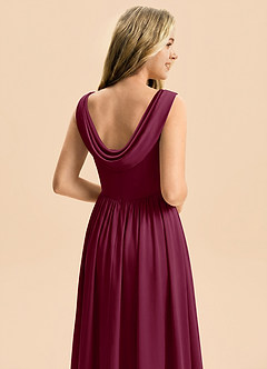 Azazie Novi Junior Mulberry A-Line Pleated Stretch Satin Dress image5