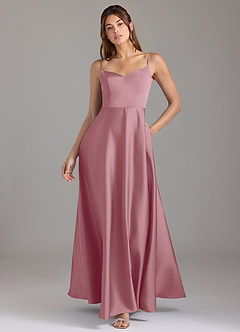 Azazie Marley Bridesmaid Dresses Vintage Mauve A-Line Off the Shoulder Stretch Satin Convertible Dress image1