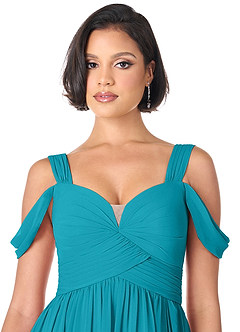 Azazie Lianne Bridesmaid Dresses Jade A-Line Off the Shoulder Chiffon Dress image5