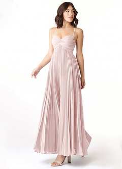 Azazie Devyn Bridesmaid Dresses Blushing Pink A-Line Corset Chiffon Dress image3
