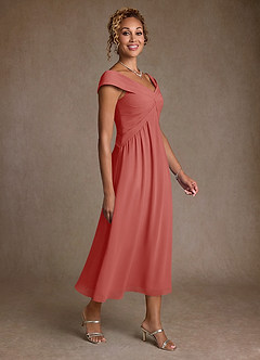 Azazie Mirta Suknie dla Matki Panny Młodej Linia A Pofałdowany Kwiatowe wypalenie Długość herbaty Sukienka image3