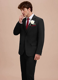 front Ethan Black Refined Weave Suit Jacket