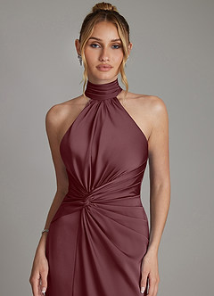 Azazie Gracelynn Bridesmaid Dresses Sangria Sheath Pleated Stretch Satin Dress image3
