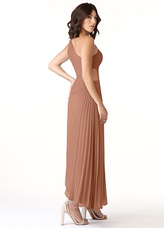 Azazie Kirra Bridesmaid Dresses Bronzer A-Line One Shoulder Chiffon Dress image4