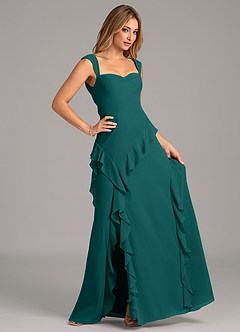 Azazie Sloane Bridesmaid Dresses Peacock A-Line Sweetheart Neckline Chiffon Dress image3