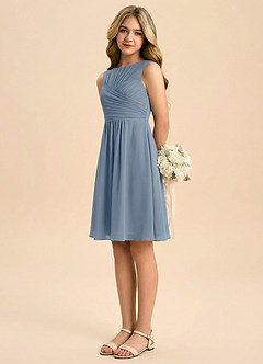 Azazie Skyla Junior Jurk van Chiffon met A-Lijn Geplooid Schemering image4