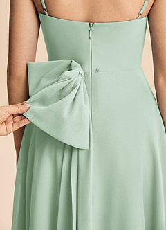 Azazie Bear Junior Agave A-Line Pleated Chiffon Dress image8