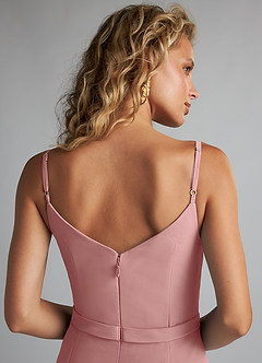 Azazie Summer Brautjungfernkleider Meerjungfrau-Linie Schaufel Kutte Chiffon Kleid Altrosa image6