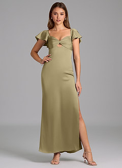 Azazie Demia 신부 들러리 드레스 쉬스 스윗하트 네크라인 스트레치 새틴 발목 길이 드레스 image5