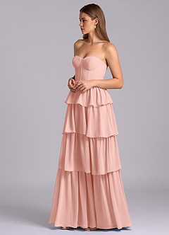Azazie Faye Brautjungfernkleider A-Linie Herzausschnitt Chiffon Kleid Rosettenrosa image5