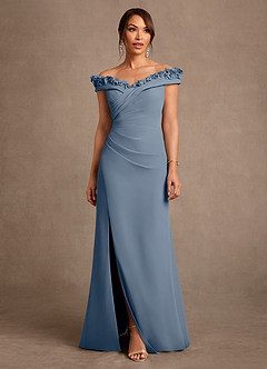 Azazie Jettie Mother of the Bride Dresses Twilight Sheath Pleated Chiffon Dress image1