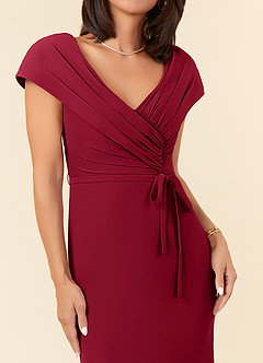 Azazie Bailora Mother of the Bride Dresses Burgundy Mermaid Ruched Chiffon Dress image4
