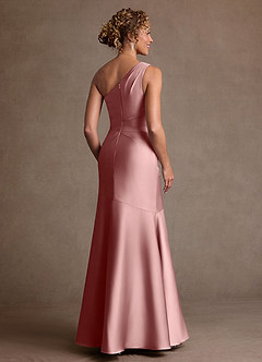 Azazie Haifa Mother of the Bride Dresses Dusty Rose Mermaid One Shoulder Stretch Satin Dress image2