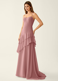 Fiorella Light Pink Chiffon Ruffled A-line Prom Dress image3