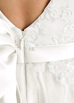 Azazie Butterfly Flower Girl Dresses Ivory A-Line Lace Dress image5
