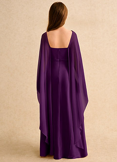Azazie Fishie Girls Formal Flower Girl Dresses Grape A-Line Matte Satin Dress image2