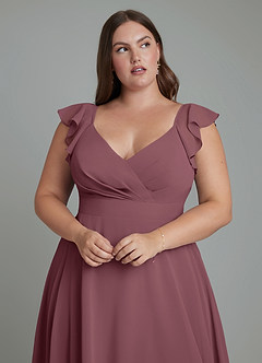 Azazie Leilani Bridesmaid Dresses Sangria A-Line Pleated Chiffon Dress image11