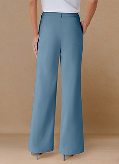 front Marina Azul Claro Pantalones rectos de tejido refinado