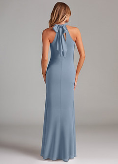 Azazie Doretta Bridesmaid Dresses Dusty Blue Mermaid Pleated Chiffon Dress image2