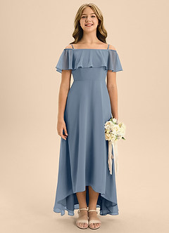 Azazie Maggie Junior Twilight A-Line Off the Shoulder Chiffon Dress image1