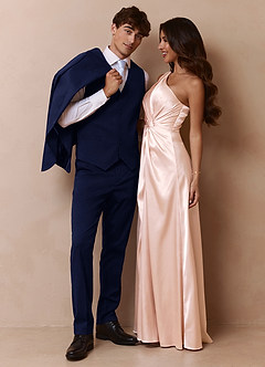 front Savile Blue Wool Blend Dress Pants