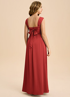 Azazie Hattie Junior Pomegranate A-Line Pleated Stretch Satin Dress image7