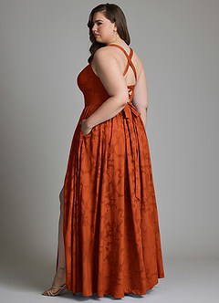 Azazie Francis Bridesmaid Dresses Paprika A-Line Corset Floral Burnout Dress image10