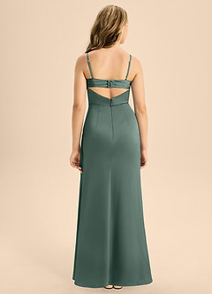 Azazie Renna Junior Robe Trapèze en Satin extensible Plissée Mousse De Mer image2