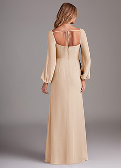 Azazie Charissa Bridesmaid Dresses White Alabaster Sheath Long Sleeve Chiffon Dress image6
