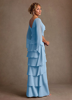 Azazie Arabinda Klänningar till brudens mor Klä Tubklänning i Chiffong Rynkad Puderblå image2