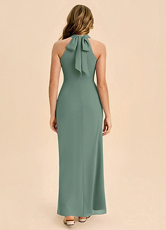 Azazie Doretta Junior Vestido de Eucalipto de Gasa de Corte Recto con Plisado image2