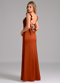 Azazie Jessamine Robes de demoiselle d'honneur Robe Trapèze en Satin extensible Corset Paprika image2