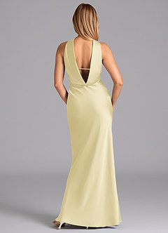 Azazie Lusinda Bridesmaid Dresses Lemon Sorbet Mermaid Strapless Stretch Satin Dress image7