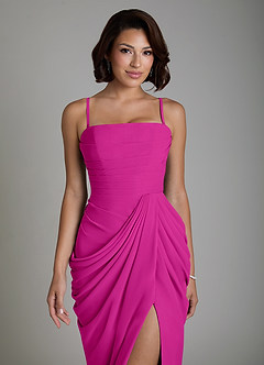 Azazie Nyra Abiti da Damigella Abito Tubino in Chiffon Corsetto Fucsia image3