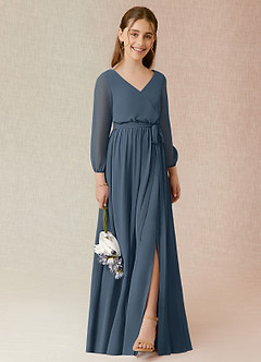 Azazie Angelica Junior Neptune A-Line Pleated Chiffon Dress image4