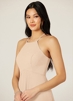 Azazie Sarah Final Sale Sand Empire Pleated Chiffon Dress image6