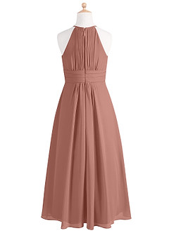 Azazie Bonnie Junior Cedar Rose A-Line Pleated Chiffon Dress image6