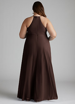 Azazie Annabelle Maternity Bridesmaid Dresses A-Line V-Neck Pleated Mesh Floor-Length Dress image8