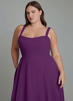 Azazie Shaude Bridesmaid Dresses Grape A-Line Pleated Chiffon Dress image12