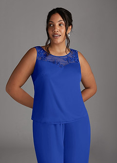 Azazie Frances Mère de la mariée Robes Robe Combinaison/Tailleur Pantalon en Maille Découpé Bleu Roi image10