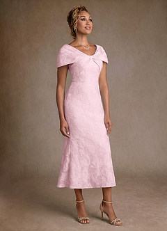 Azazie Aguilas Suknie dla Matki Panny Młodej Syrena Zza ramienia Żakard kwiatowy Długość herbaty Sukienka image4