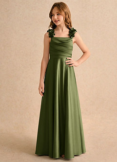 Azazie Rosita Girls Formal Flower Girl Klänningar Klä A-Line i Stretch Satin Plisserad image4
