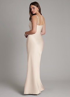 Azazie Ambra Bridesmaid Dresses White Alabaster Mermaid Pleated Stretch Satin Dress image7