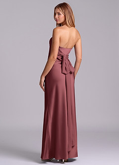 Azazie Ailanie Brudtärnklänningar Klä av Tubklänning i Stretch Satin Axelbandslös Merlot image2