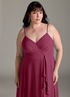 Azazie Akita Brautjungfernkleider A-Linie Chiffon Kleid Maulbeerrot image9