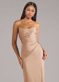 Azazie Marla Bridesmaid Dresses English Rose Sheath Strapless Stretch Satin Convertible Dress image2