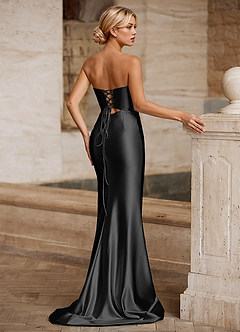 Aelina Black Cutout Corset Satin Prom Dress image8