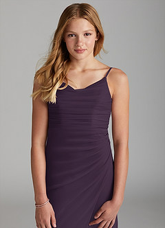 Azazie Deandra Junior Plum Sheath Mesh Dress image6