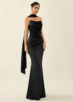 Melisande Black Sparkly Corset Lace Up Back Mermaid Prom Dress image4