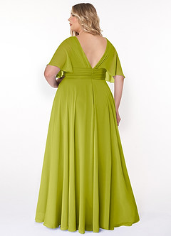 Azazie Pamela Bridesmaid Dresses Lemongrass A-Line V-Neck Pleated Chiffon Dress image7